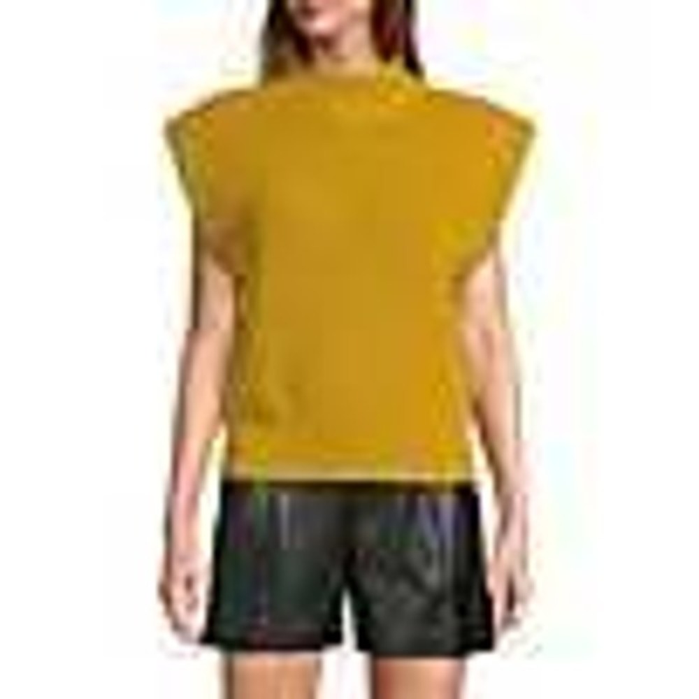 Antonio Melani Rory Wool Blend Mock Neck Sweater Vest Mustard Yellow Small NEW